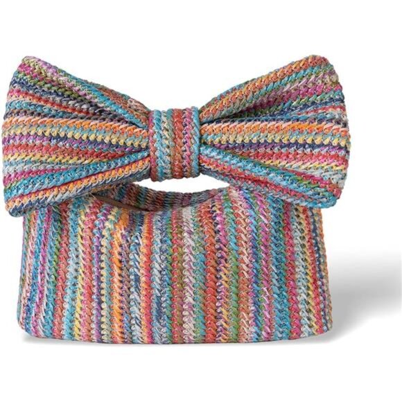 Straw Envelope Clutch with Bowknot – Summer Beach Wedding Party Purse - Picture 1 of 2